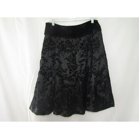 Studio I Burnout Velvet Floral Skirt Black Size 10 A-Line Midi Formal Holiday - Picture 4 of 11